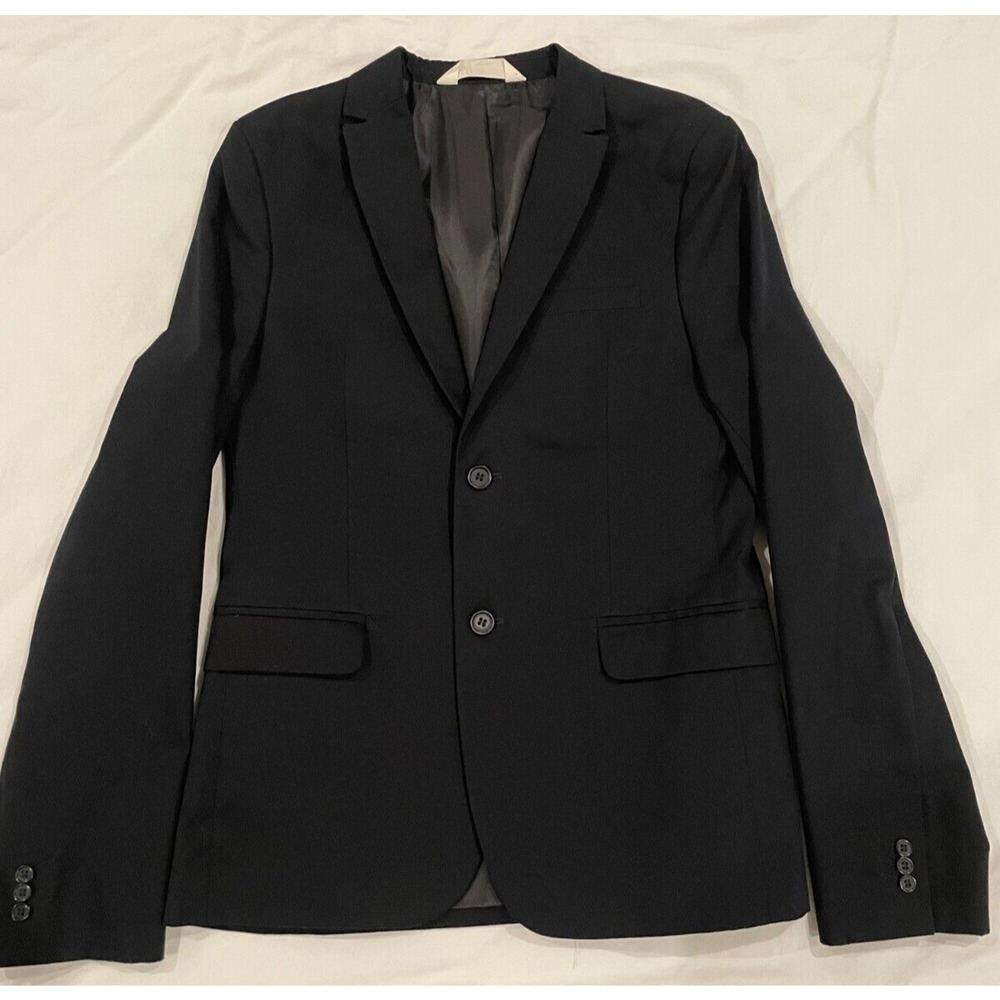 Boys H&M Cotton Black Lined Blazer Jacket Sport Coat Sz 13-14y